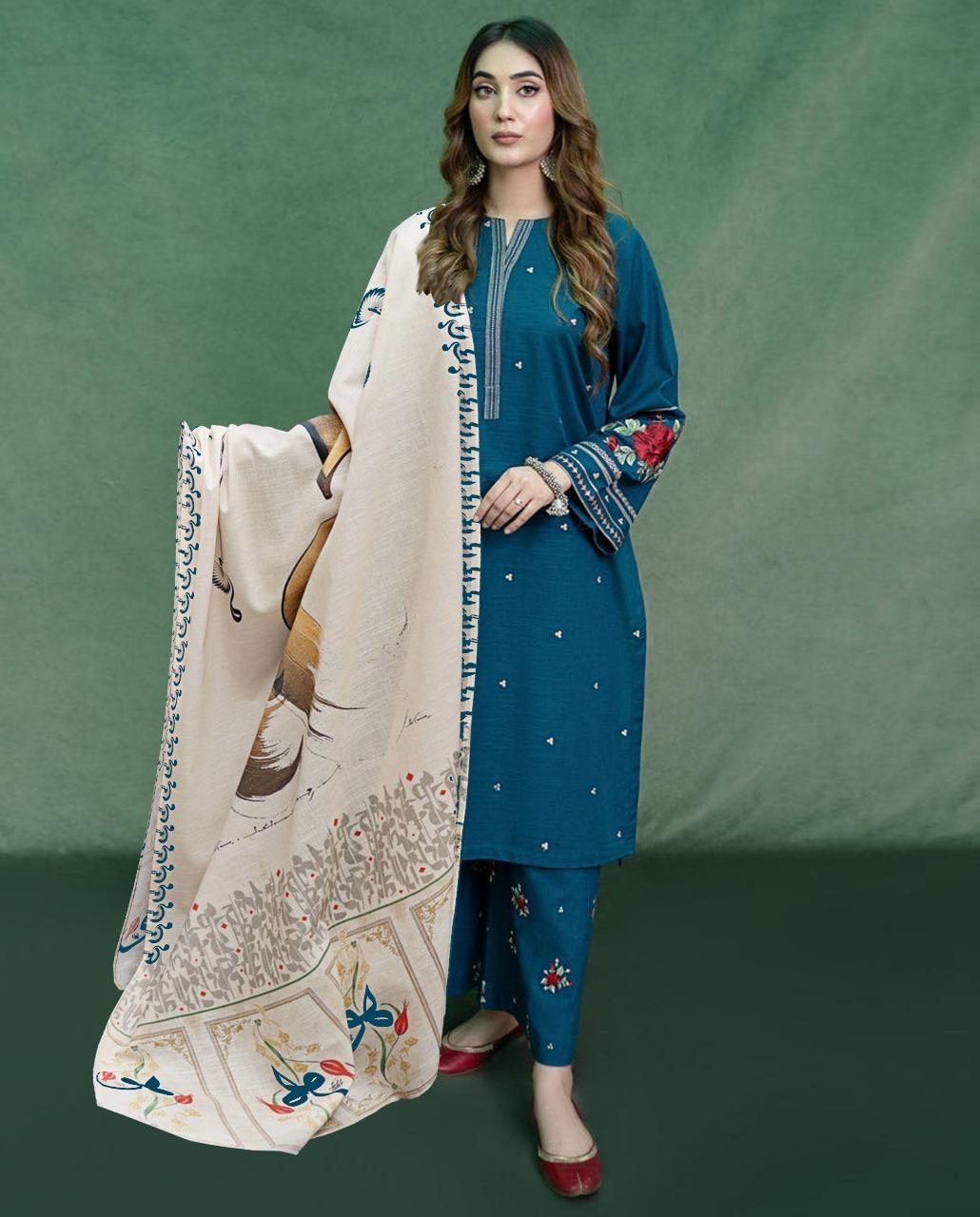 URGE 3PC PURE LAWN  EMBROIDERED UNSTICHED