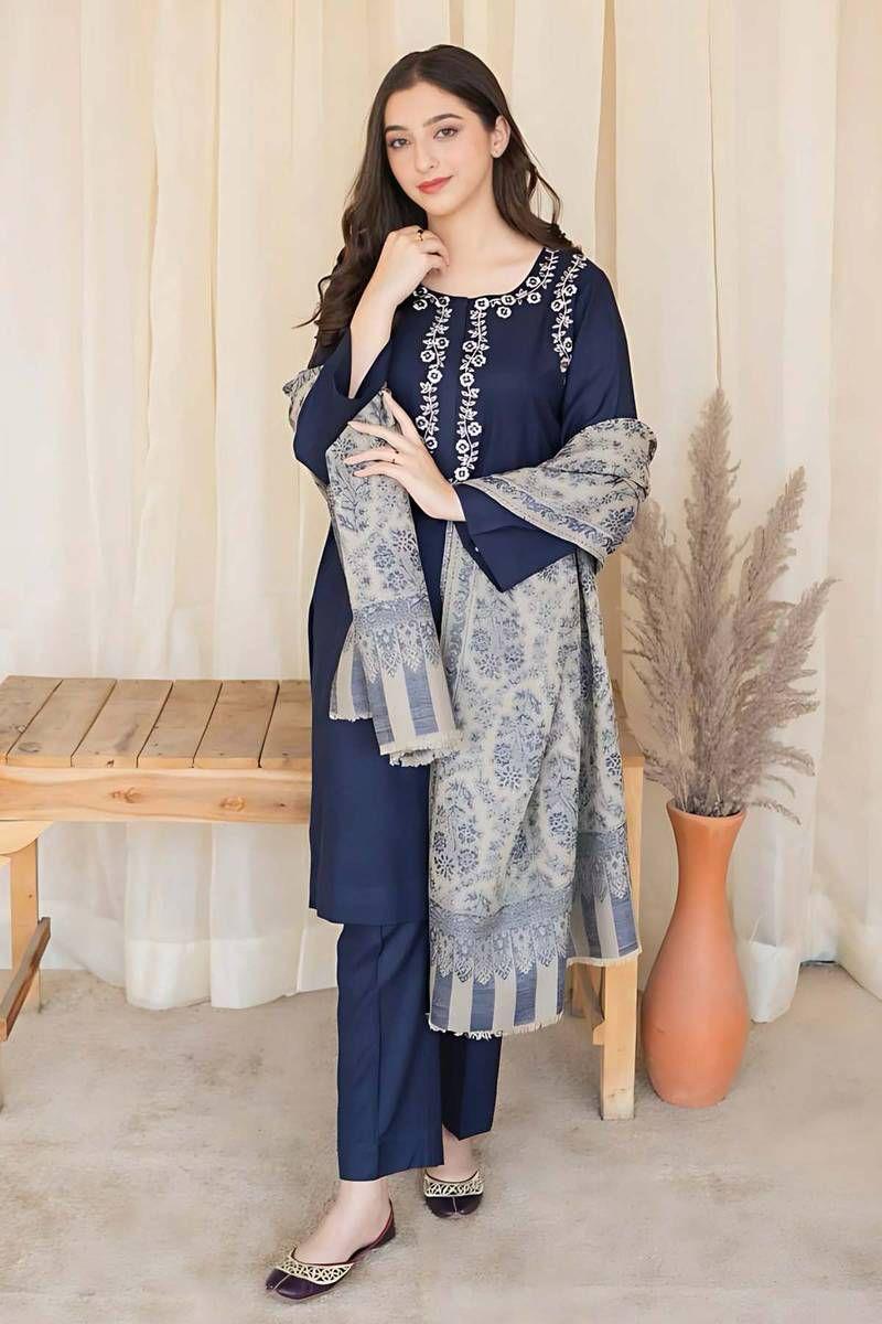 URGE 3PCPURE LAWN  EMBROIDERED UNSTICHED